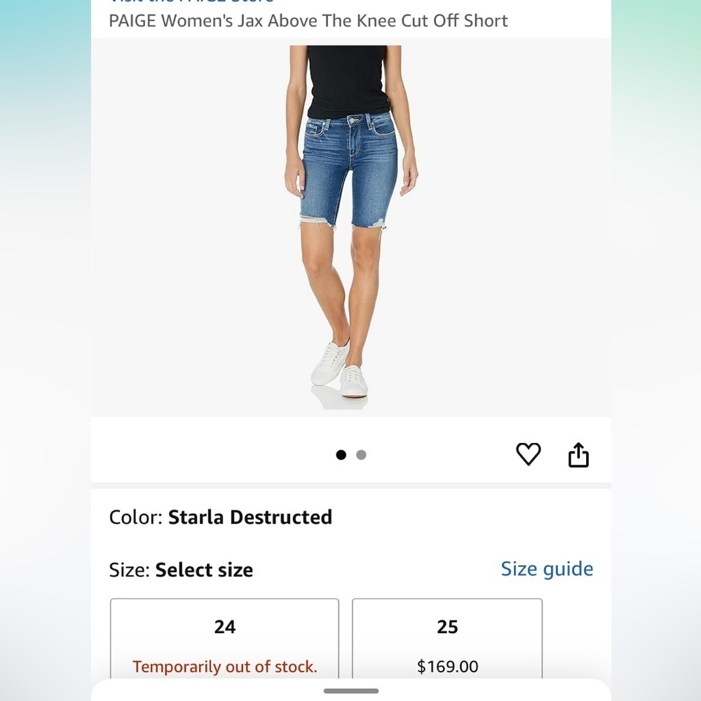 PAIGE Jax Denim Knee Shorts Size 30 Bermuda Modest - Picture 17 of 17